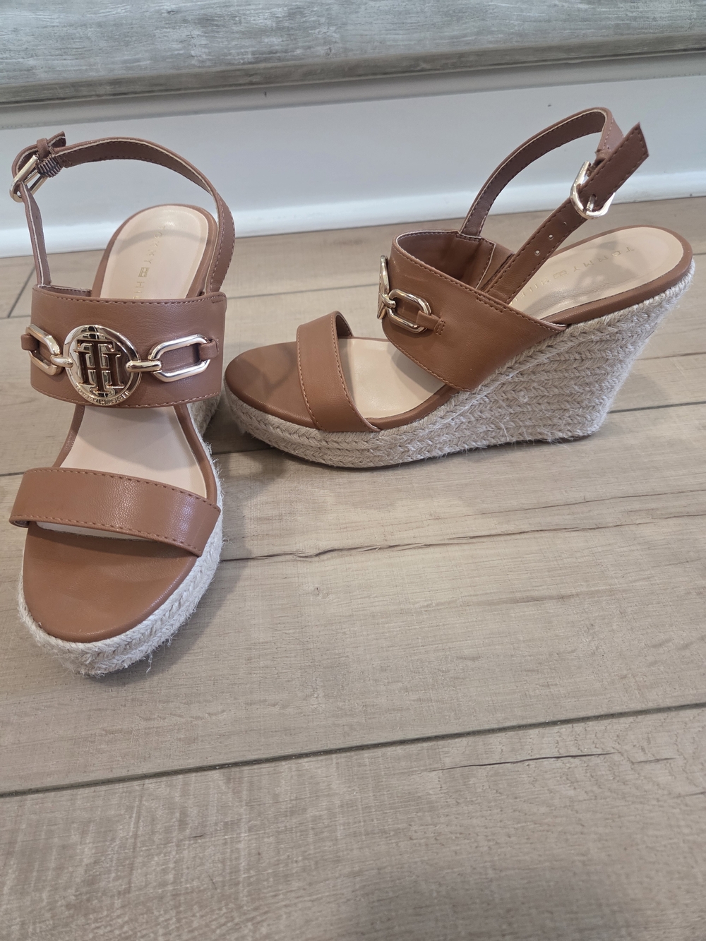 Tommy Hilfiger Tan Espadrille Wedge Sandals